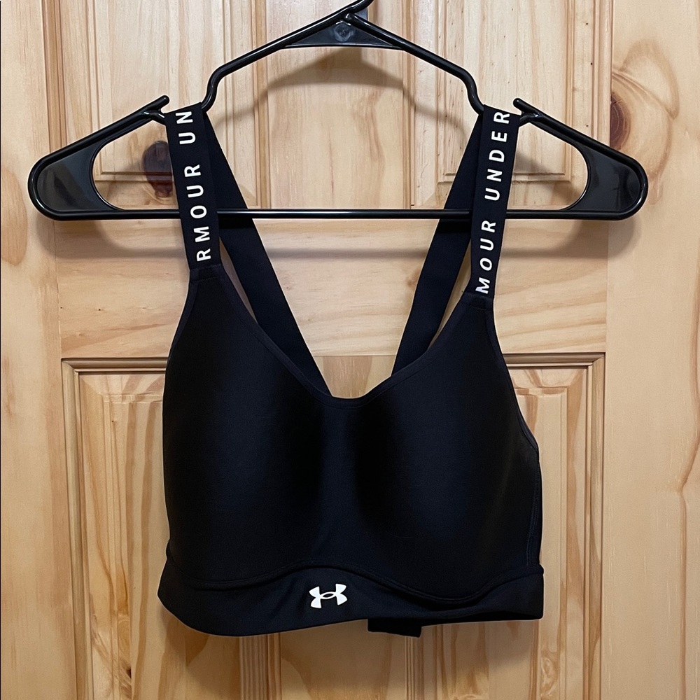 Under Armour Black Sports Bra with White Accents